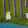 Green Birch & Birds 20x24 Closeup1