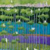 Green Birch & Birds 20x24 Large