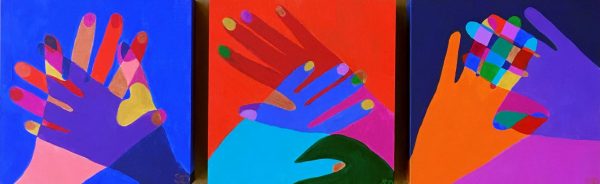 Hand In Hand Triptych (love Connect Embrace ) Shana Danon