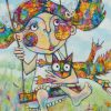 Room To Swing A Cat By Teresa Mundt Colourful Colorful Cat Girl Funny Quirky Art Painting