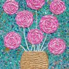 Pink Roses In A Vase Textured Flowers