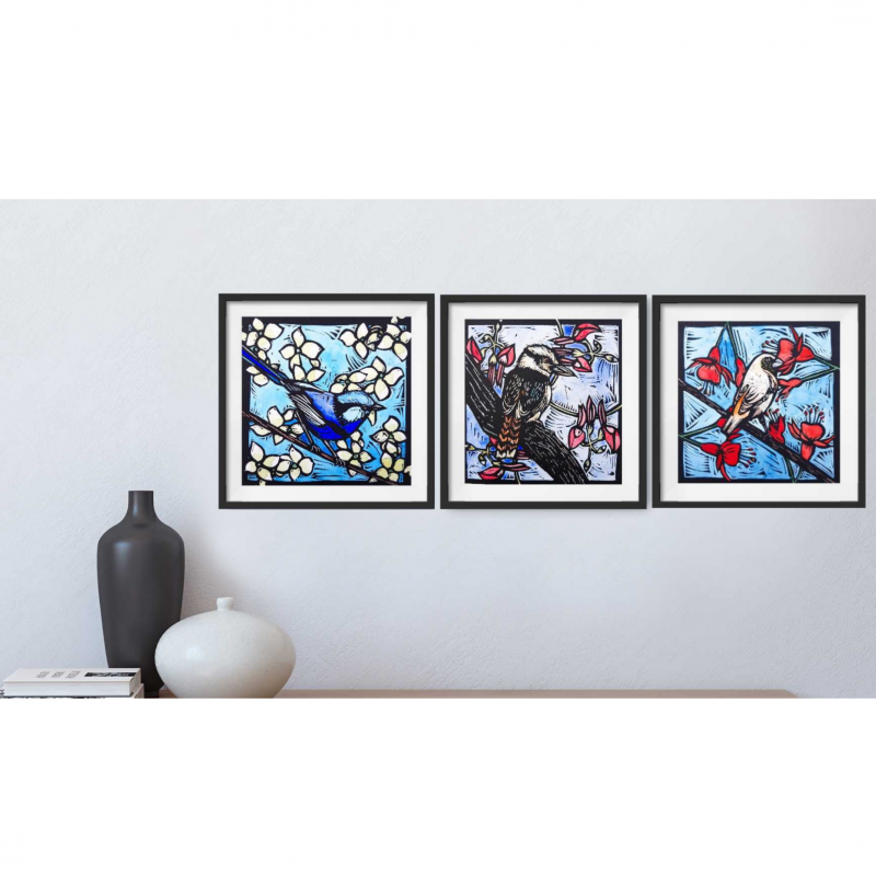 Australian Birds Linocut Triptych – Ltd Ed Print