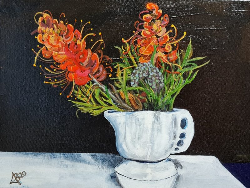 Grevillea in Little White Jug