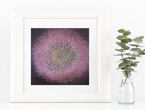 Leni Kae Healing Landscape Mandala Edition Pink Petal Mandala Framed Interior Design Example