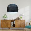 Night Beach (rustic Round) Aqua Chair And Wood Cabinet