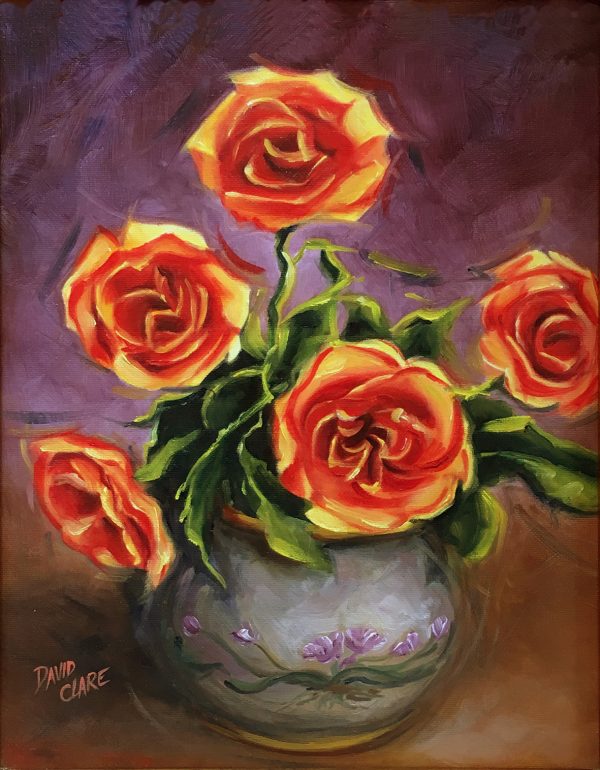 Orange Flowers Purple Pot New No Frame Lr