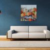 Modern Living Room With Blue Wall / 3d Render Image