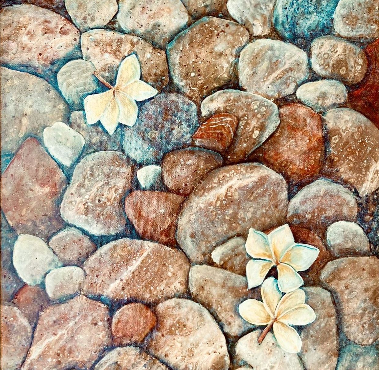 Mbj 51 Frangipani Petals On Rocks $180