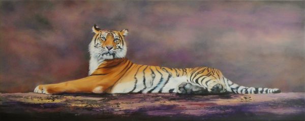 Clare Riddington Jones, Regal Feline, Water Based Oils On Canvas, 150cm X 60cm