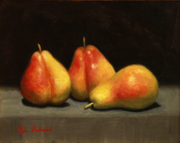 Corella Pears Oil On Linen Vicki Sullivan Art Lovers Australia H19cm X W 24cm