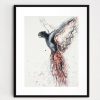 Sydney Artist Leni Kae Framed2a Flight Of The Red Tailed Black Cockatoo Watercolour Bird Painting 56x76cm