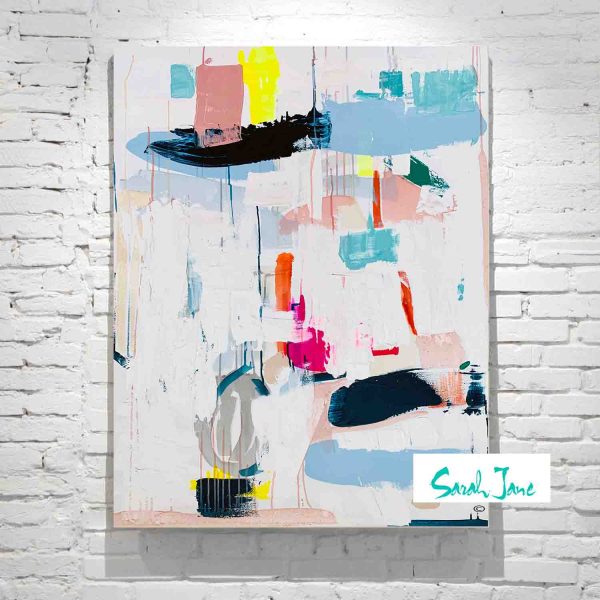 Australian Artist Sarah Jane Modern Abstract Painting Colourful Titled Reengage I No More Lockdown