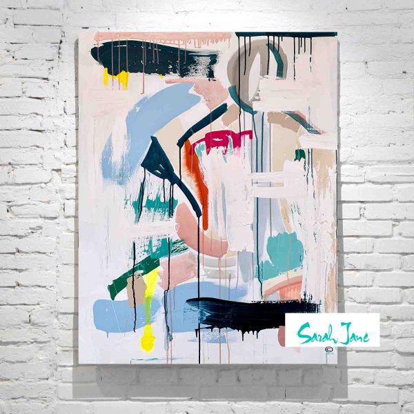 Sarah Jane Australian Artist Modern Abstract Painting Colourful Happy Titled Reengage Ii No More Lockdown