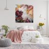 Nature Lover's Bright Bedroom Interior With A Wall Art Of Flower