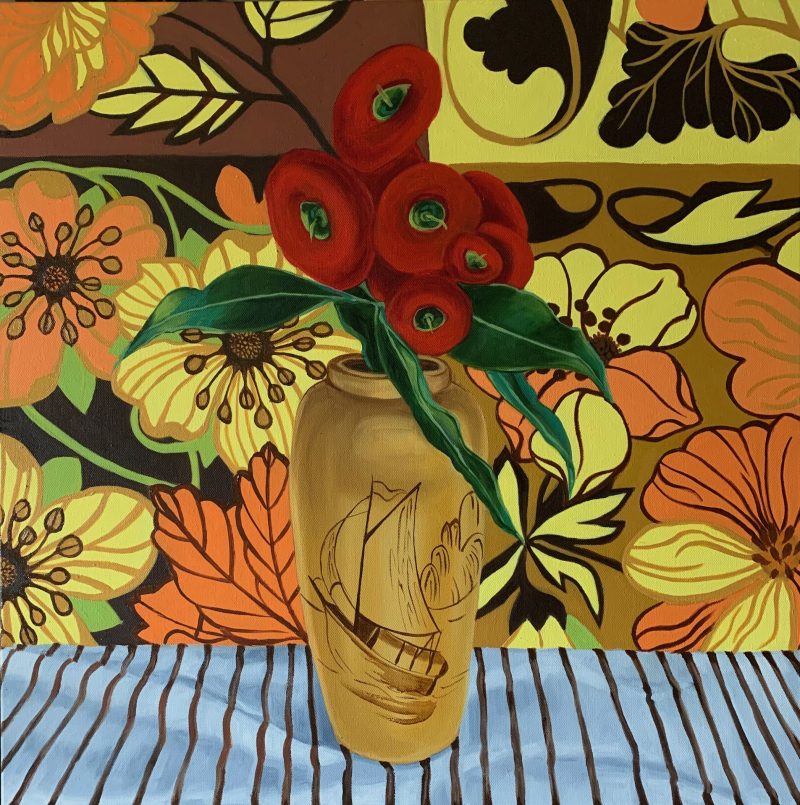 Retro Flowers, Gum blossom and the Poker Work Vase