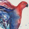 Artist Leni Kae Red Eclectus Painting Closeup Bird Art