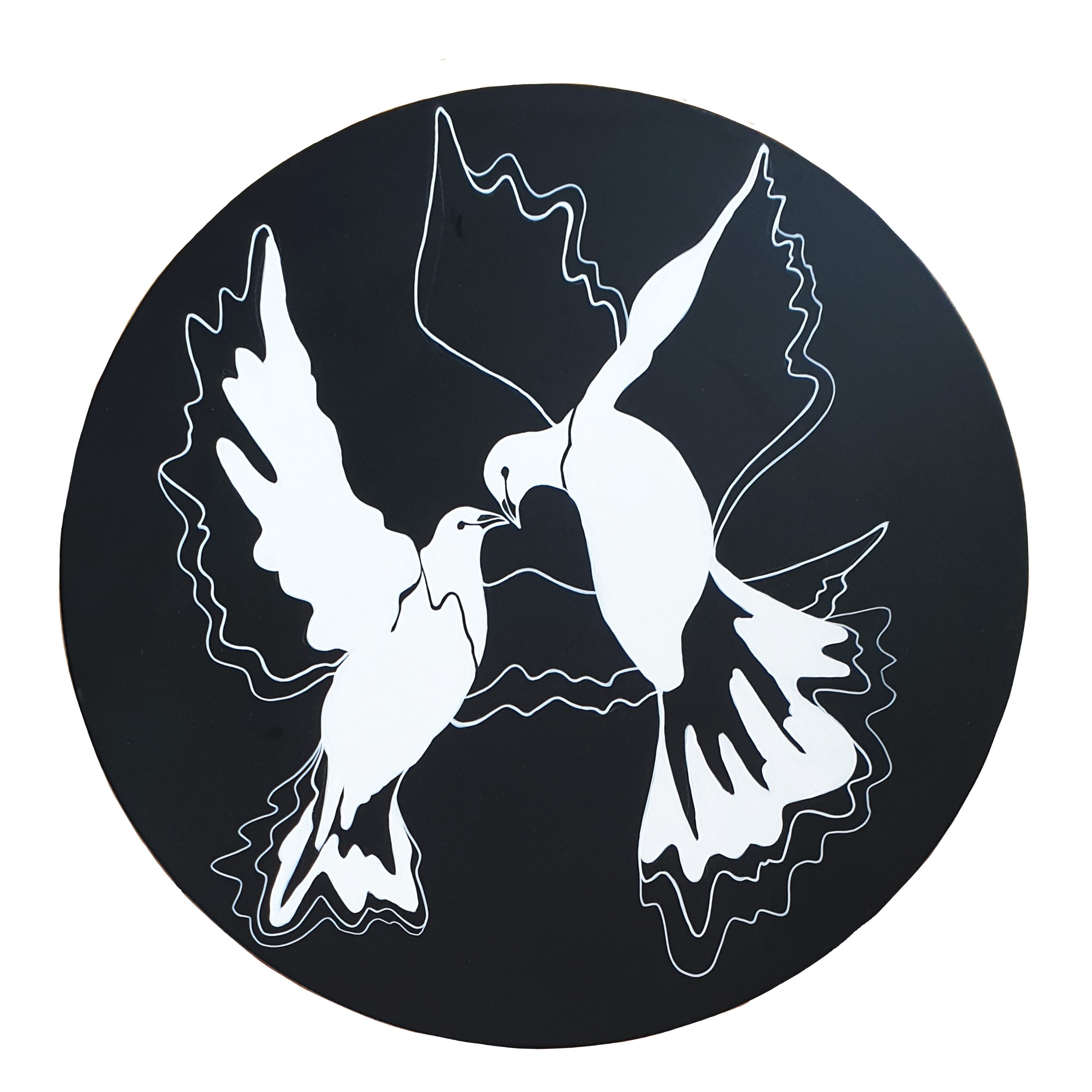 Artist Leni Kae Love Doves Black And White Line Art