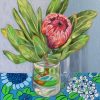Alicia Cornwell Pink Protea And Barkcloth Blue