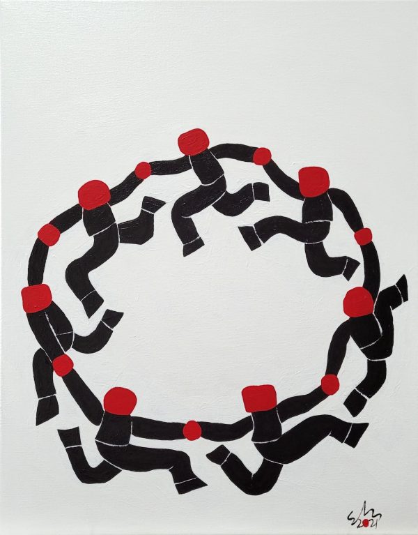 Circle Dance Black 2021 Acrylic On Canvas 40.6cm X 50.8cm X 1.5cm