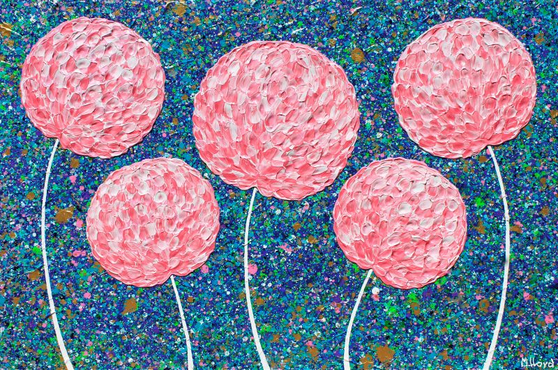 Pink Flowers by Night – SOLD