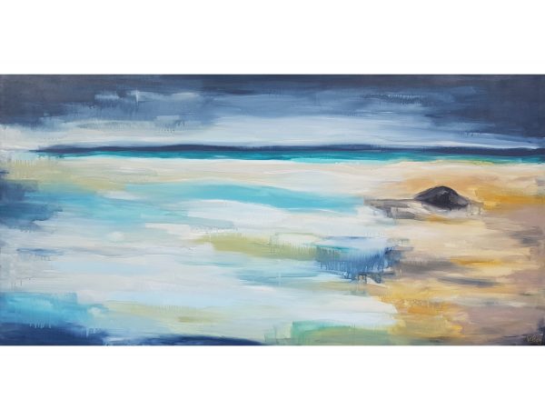 Stormy Day Abstract Bay Songbird Designz Deborah Lang Abstract Beach Bay Beachscene Timber Floating Frame Framed Canvas Wall Art Contemporary Coastal Hamptons Style 1b
