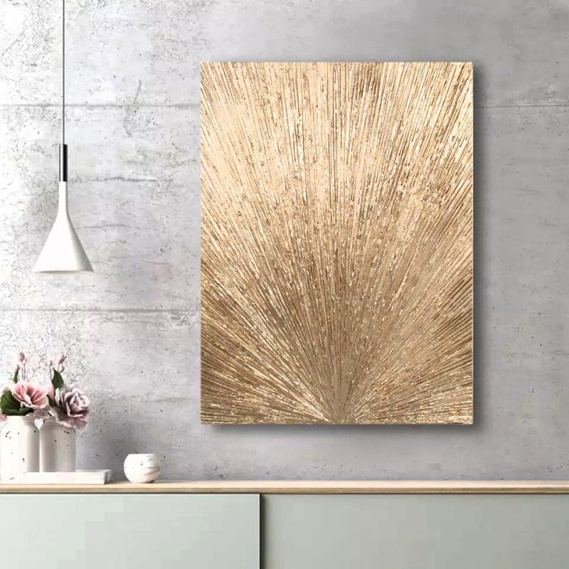 Palm Leaf – gold abstract minimalistick painting