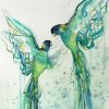 2a.sydney Artist Leni Kae Dance Of The Australian Ring Necks Watercolour Bird Painting