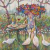 Wine & Quackers 2 By Teresa Mundt Ducks Girl Wine Quirky Funny Acrylic Cartoon Art Painting