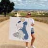 Sarah Jane Artist In Barossa Valley Holding Bodyline Xii Painting