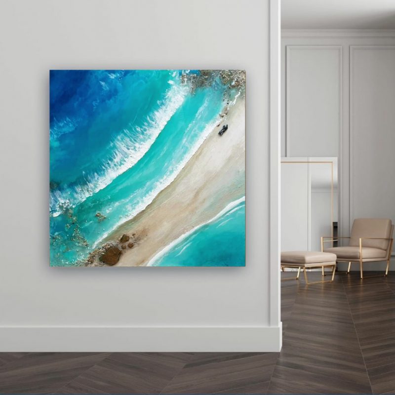 Meeting Point – ocean beach aerial artwork