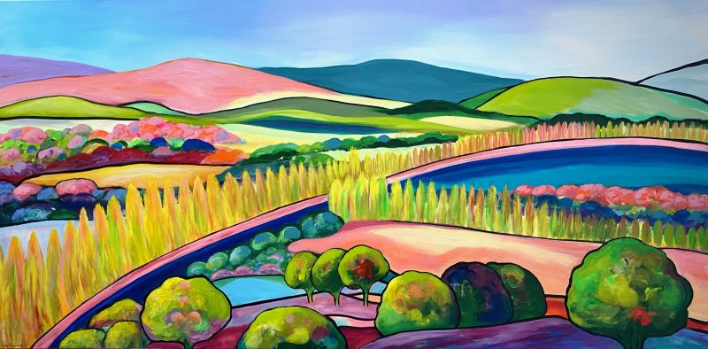 Pink Roads and Poplars