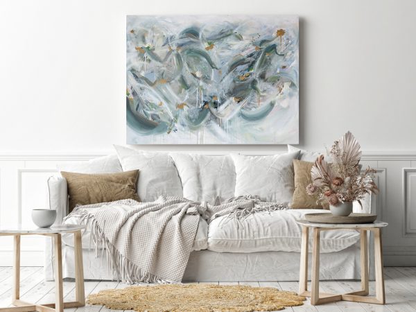 Mockup Poster Frame On The Wall, White Sofa In Scandinavian Livingroom