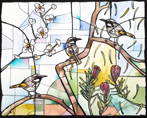 Pepper Flower And Honeyeaters By Nicola Cowie