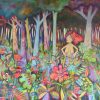 Shinrin Yoku Forest Bathing By Teresa Mundt Colourful Colorful Lady Woman Nude Forest Landscape Quirky Art Painting
