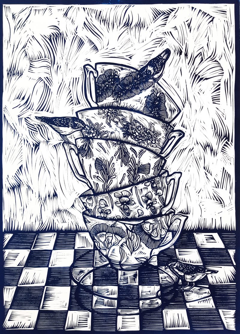 Three for Tea in Blue, Ltd Ed Print