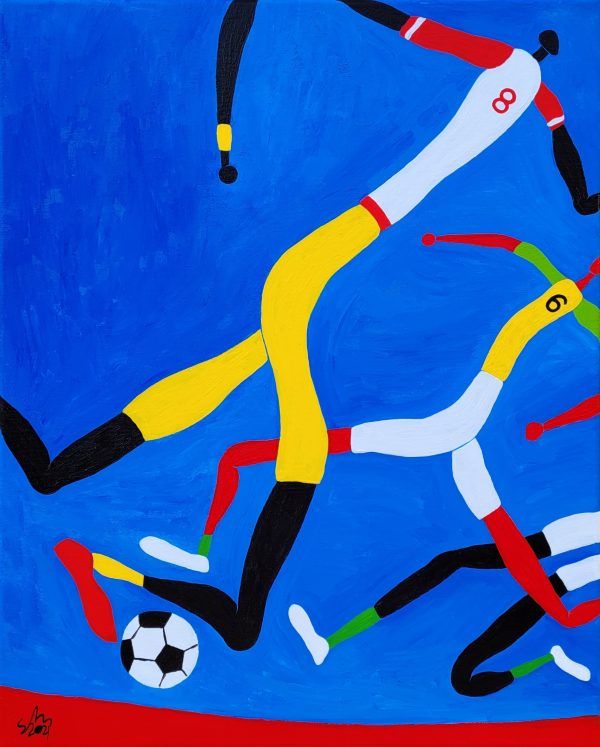 Yellow Shorts Vs Yellow Shirts 2021 Acrylic On Canvas 40.6cm X 50.8cm X 1.5cm
