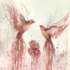 Artist Leni Kae And I Will Buy You Roses (pink Finch Birds) 72dpi Sm