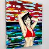 Red Bikini 3 Songbird Designz Deborah Lang Woman In Bikini Abstract Beach Ocean Oceanscape Tropical North Qld Canvas Wall Art Contemporary Coastal Hamptons Style 3