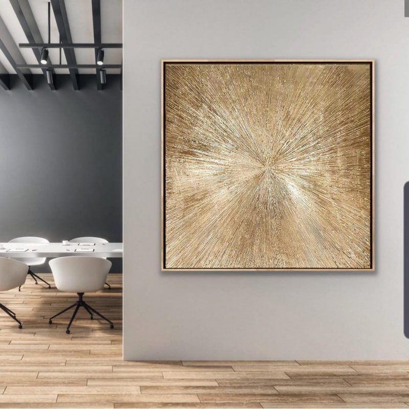 Gold Love- minimalistic gold monochrome abstract art