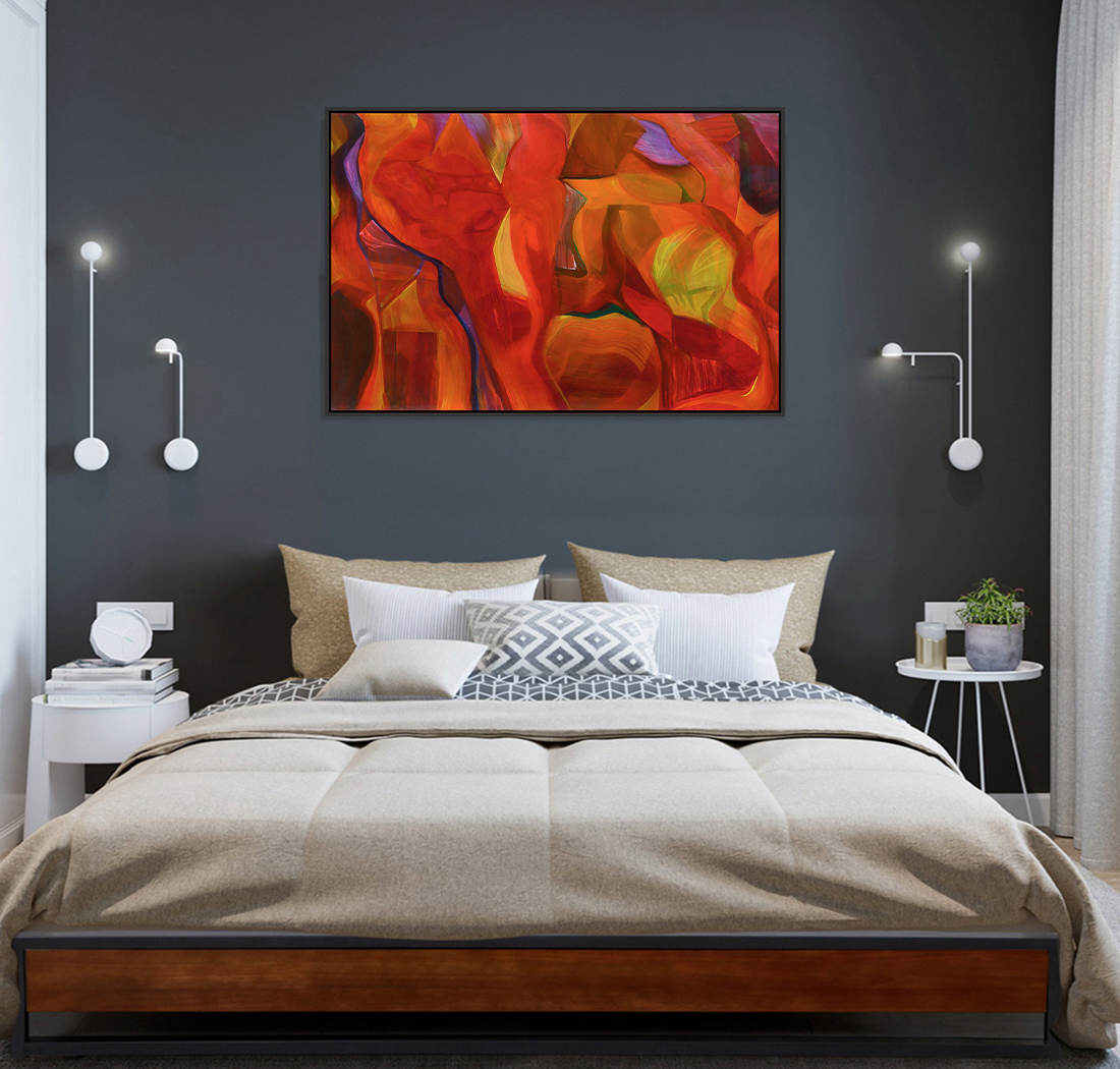 Red Painting Dark Bedroom