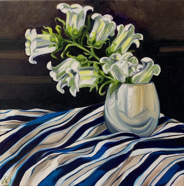 Alicia Cornwell White Bell Flowers And Studio Stripes