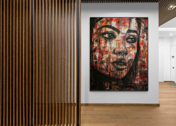 Timber Slat Corridor With Illuminated Wall