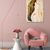 Interior With Pink Chair And Stylish Floor Lamp