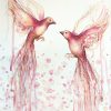 Artist Leni Kae Bird Art Watercolour Love In The Air (pink Finches)