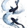 Artist Leni Kae Sumi E Koi Fish Swimming Watercolour 1500px
