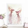 Artist Leni Kae Interior Design1 Bird Art Watercolour Love In The Air (pink Finches)