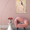 Interior With Pink Chair And Stylish Floor Lamp