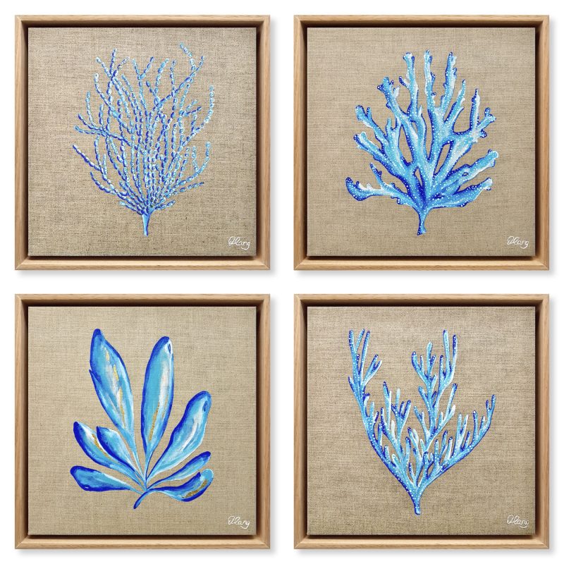 Sea Blue Coral & Seaweed 4pc