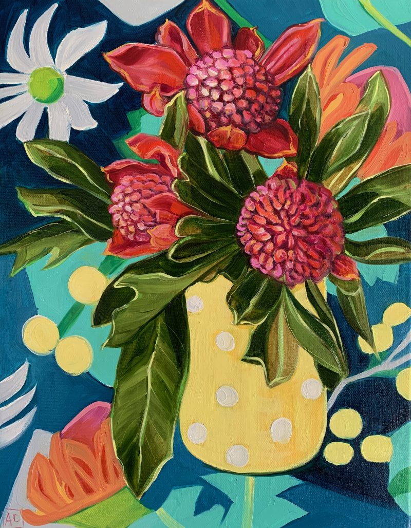 Waratah and Vintage Polka Dots