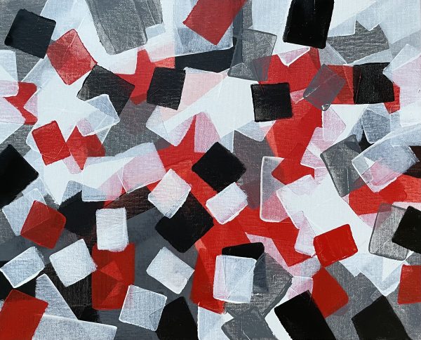 Red, Black And White Abstract